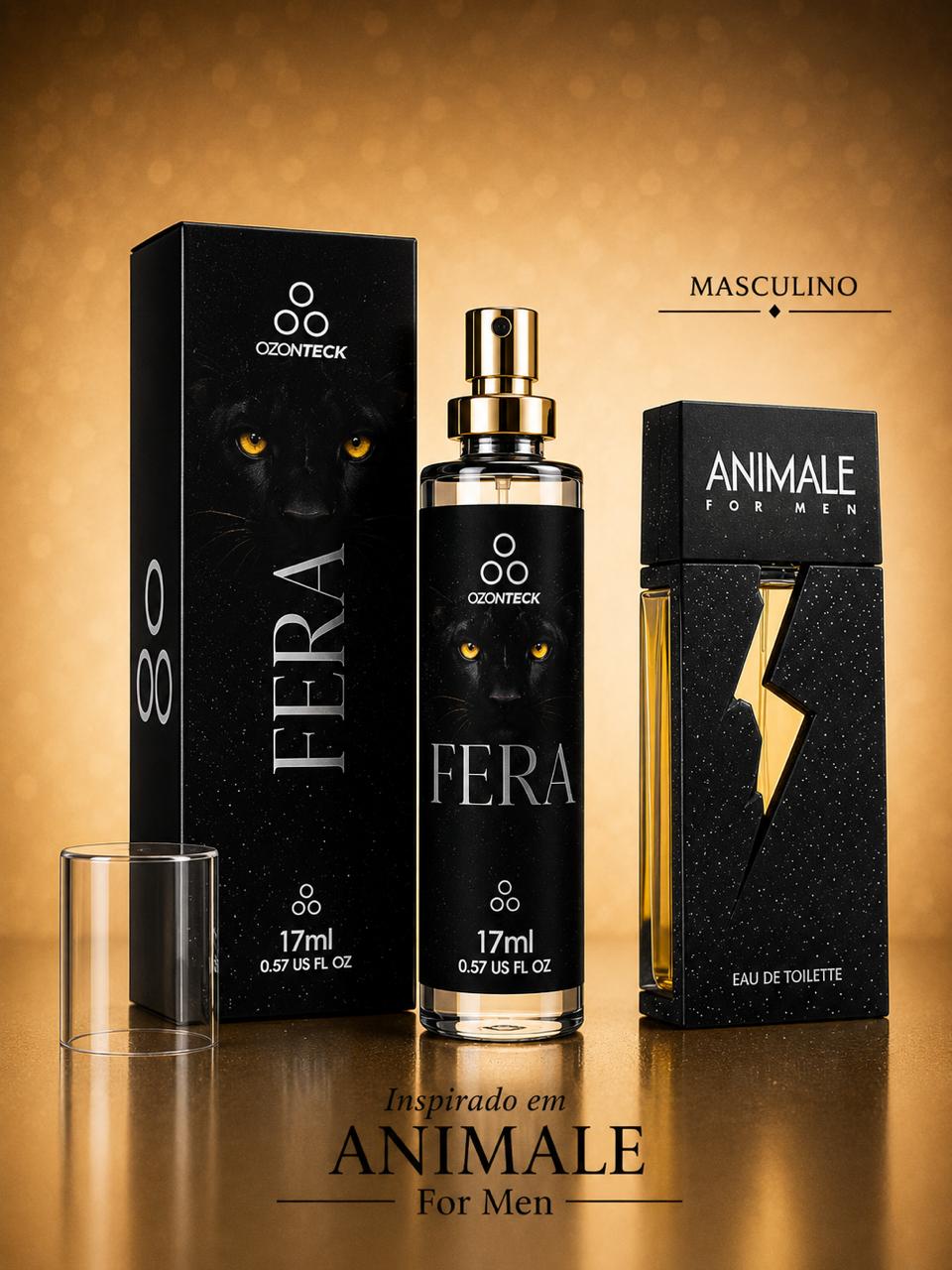 Perfume de Bolso Masculino Fera Ozonteck 17ml – Inspirado em Animale For Men